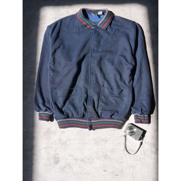 Vintage Yss Yves Navy 90s Varsity Jacket - Picture 1 of 2